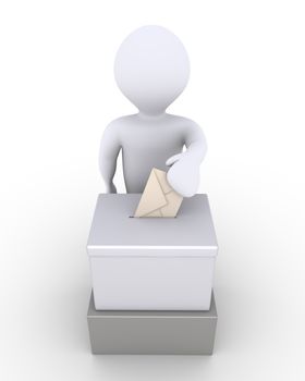 3d person is inserting an envelope to a ballot box