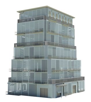 Highly detailed building. Isolated render on a white background