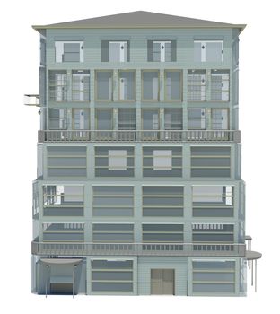 Highly detailed building. Isolated render on a white background