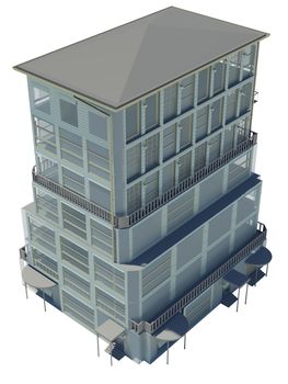 Highly detailed building. Isolated render on a white background