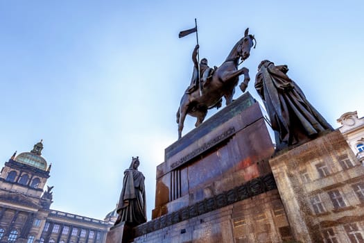 Saint Wenceslas statue on Vaclavske Namesti in Prague, Czech Republic