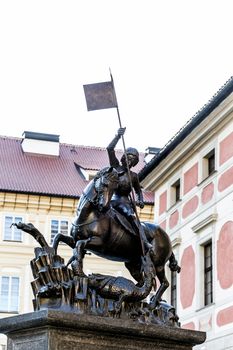 Saint George killing dragon statue, Prague, Czech Republic