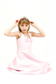 Studio portrait of young beautiful girl with nice eyes on white background