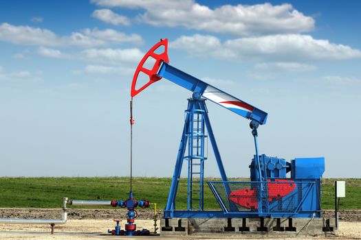 oil industry pump jack on oilfield