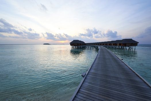 Beautiful sunset at Maldivian beach