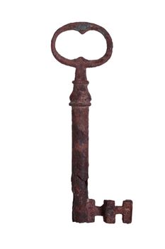 18th century antique key isolated on white