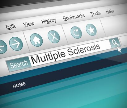 Illustration depicting a screenshot of an internet search with a Multiple Scerosis concept.