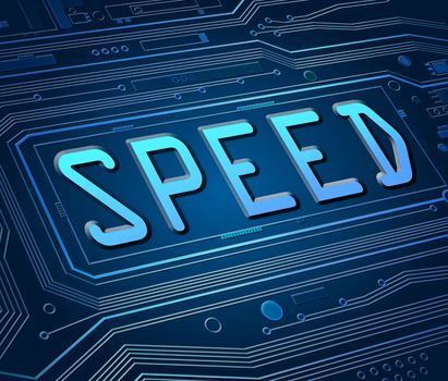 Abstract style illustration depicting printed circuit board components with a speed concept.