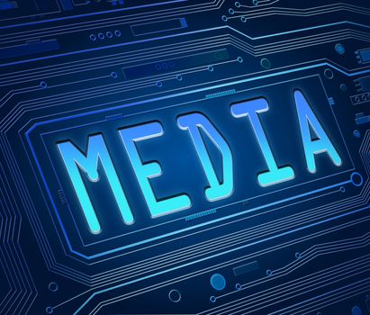 Abstract style illustration depicting printed circuit board components with a media concept.