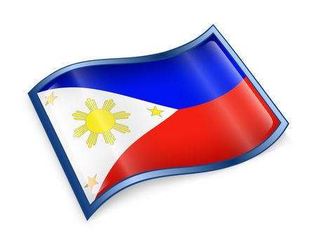 Philippines Flag Icon, isolated on white background.