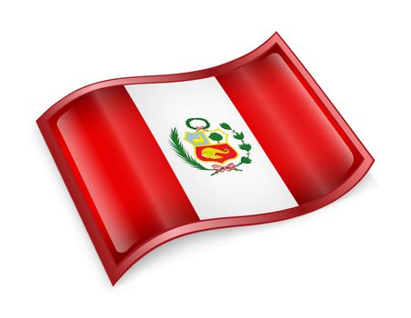 Peru Flag Icon, isolated on white background.