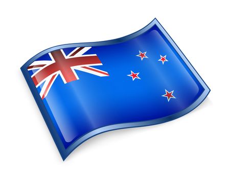 New Zealand Flag Icon, isolated on white background.