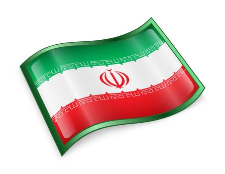 Iran Flag Icon, isolated on white background.