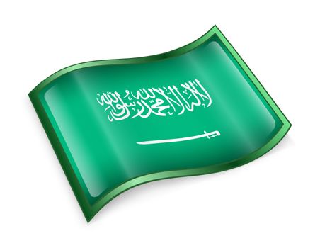 Saudi Arabia Flag Icon, isolated on white background.