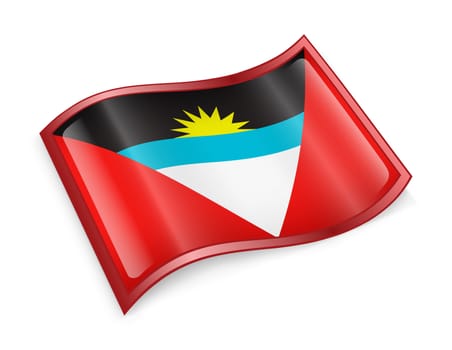 Antigua and Barbuda Flag icon, isolated on white background.