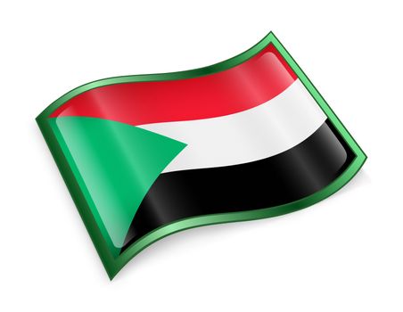 Sudan Flag Icon, isolated on white background.