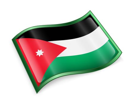 Jordan Flag Icon, isolated on white background.
