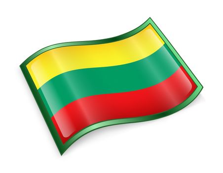 Lithuania Flag Icon, isolated on white background.