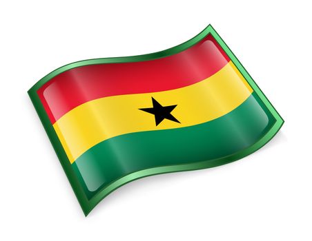Ghana Flag icon, isolated on white background.