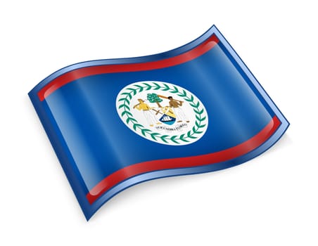 Belize Flag Icon, isolated on white background.