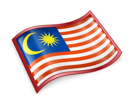 Malaysia Flag Icon, isolated on white background.