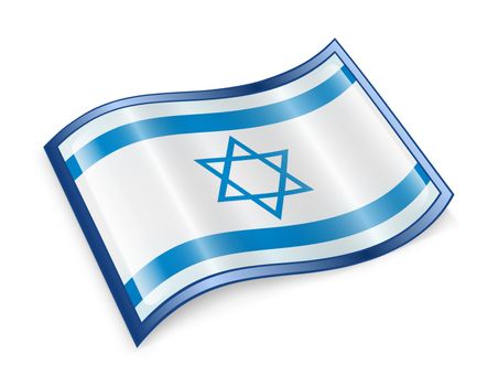 Israeli Flag icon, isolated on white background.