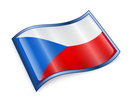 Czech Flag icon, isolated on white background.