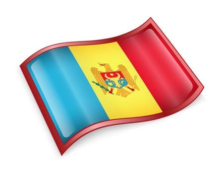 Moldova Flag icon, isolated on white background.