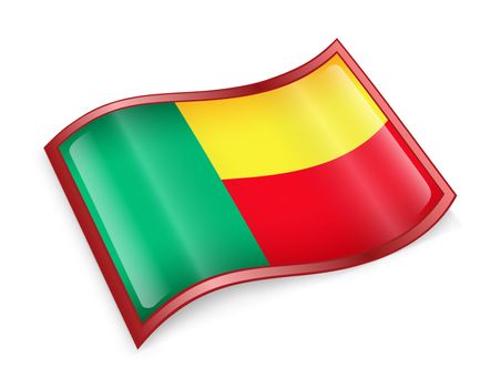 Benin Flag icon, isolated on white background.