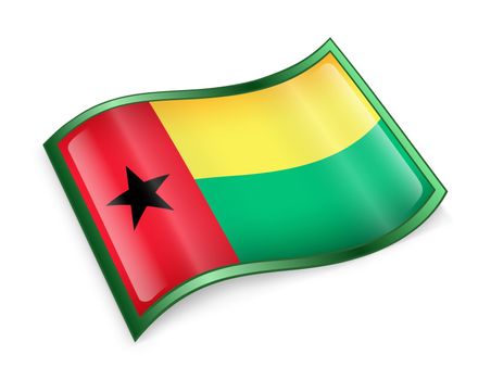 Guinea-Bissau Flag icon, isolated on white background.