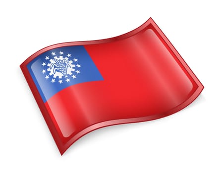 Myanmar Flag icon, isolated on white background.