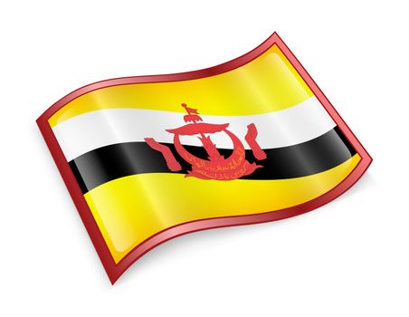 Brunei Flag icon, isolated on white background.