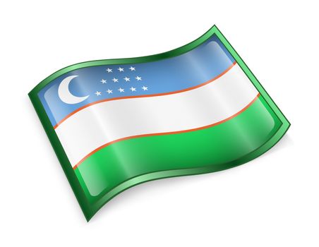 Uzbekistan Flag icon, isolated on white background.