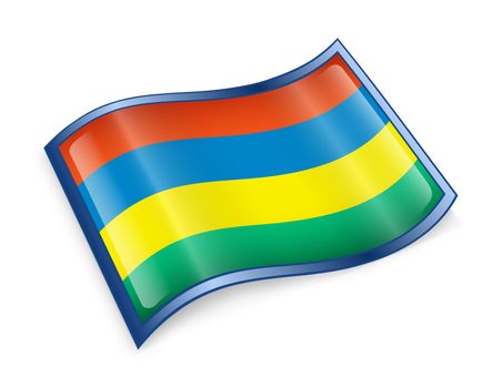 Mauritius Flag icon, isolated on white background.