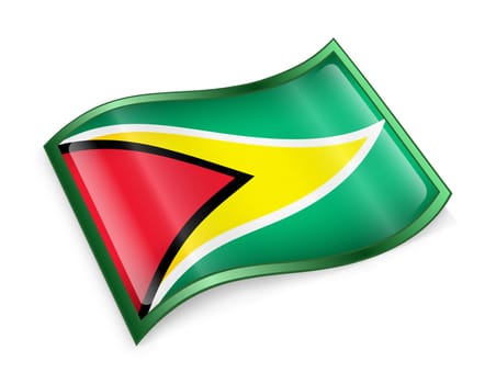 Guyana Flag icon, isolated on white background.
