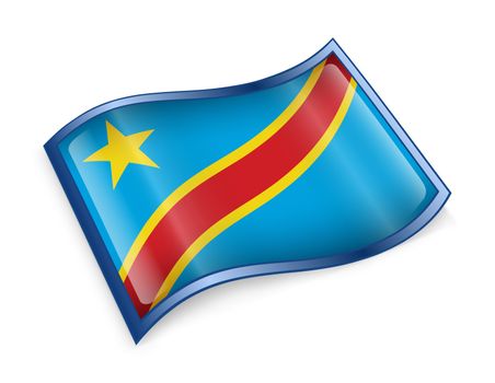 DR Congo Flag icon, isolated on white background.