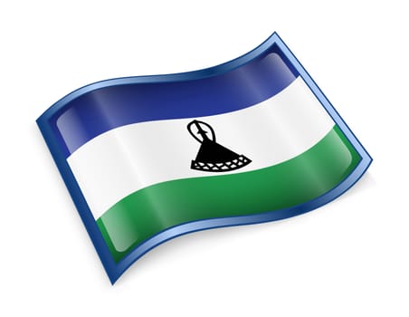 Lesotho Flag Icon, isolated on white background