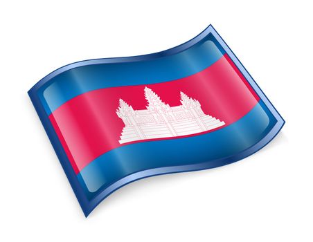 Cambodia flag icon, isolated on white background