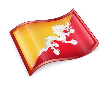 Bhutan flag icon, isolated on white background