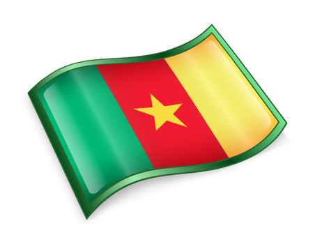 Cameroon flag icon, isolated on white background