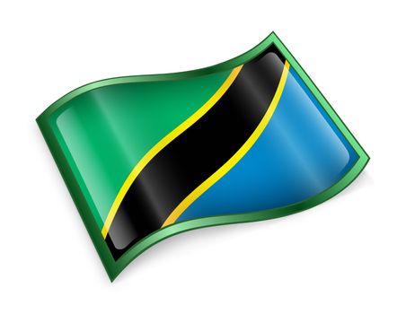 Tanzania flag icon, isolated on white background