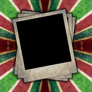 Retro striped paper background with photo frame