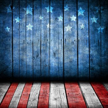 USA style background - empty wooden table for display montages