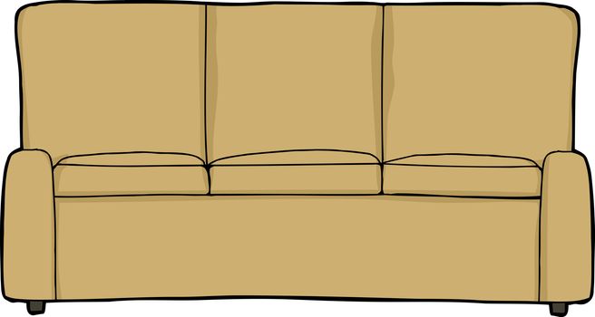 Isolated cartoon sofa front-view on white background