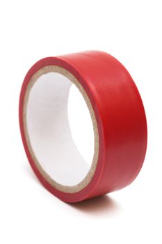 red electrical tape on white background
