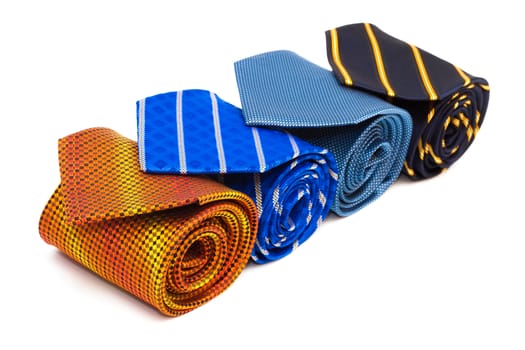 bright and fashionable ties on a white background