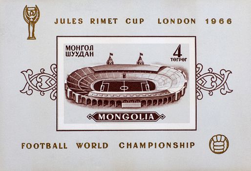 MONGOLIA - CIRCA 1966: stamp printed in Mongolia, shows Wembley Stadium, circa 1966