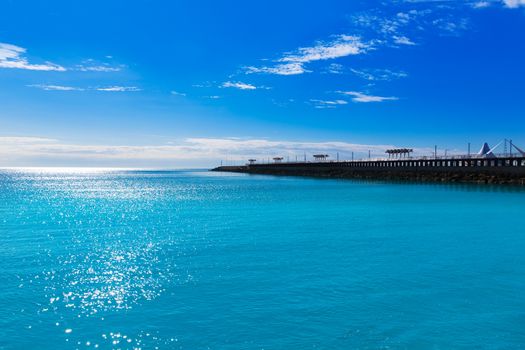 Alicante modern breakwater in Mediterranean sea of Spain at Valencian Community