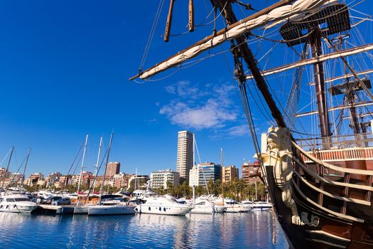 alicante marina port boats in Mediterranean Spain Valencian Community