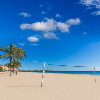 Alicante Postiguet beach at Mediterranean sea in Spain valencian community